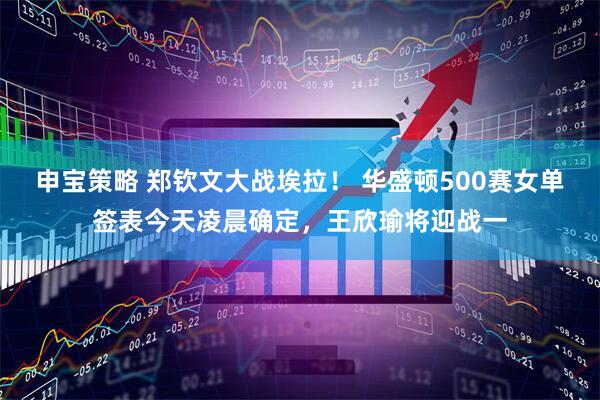 申宝策略 郑钦文大战埃拉! 华盛顿500赛女单签表今天凌晨确定,王欣瑜将迎战一